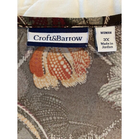 Croft & Barrow Women's Plus Sz 3X Floral Print Layered Look 3/4 Sleeve Top - Picture 7 of 11